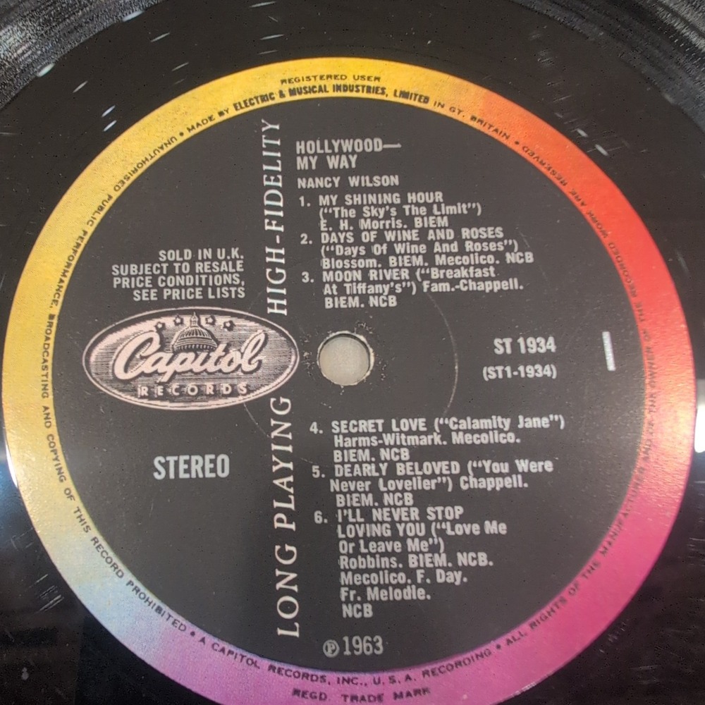 Nancy Wilson Hollywood My Way Vinyl LP 1963 Capitol ST 1934 Stereo Jazz Pop - Picture 4 of 6